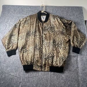 VTG 90s Venezia Vitale Womens 18/20 Leopard Print  Windbreaker Track Jacket